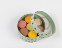 Elegant see through round box which let show our macarons.