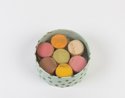 Elegant see through round box which let show our macarons.